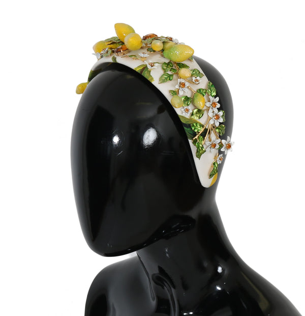 Dolce &amp; Gabbana Yellow Lemons Sicily Crystal Diadem Tiara -pääpanta