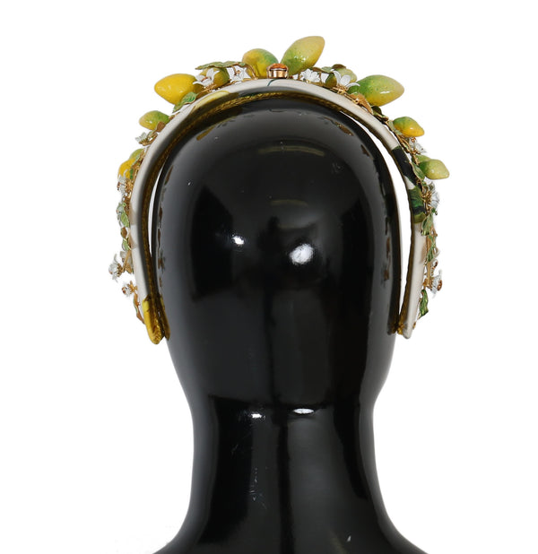 Dolce &amp; Gabbana Yellow Lemons Sicily Crystal Diadem Tiara -pääpanta