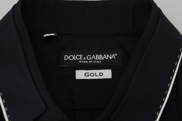 Dolce &amp; Gabbana GOLD musta Tuxedo Slim Fit -puuvillapaita