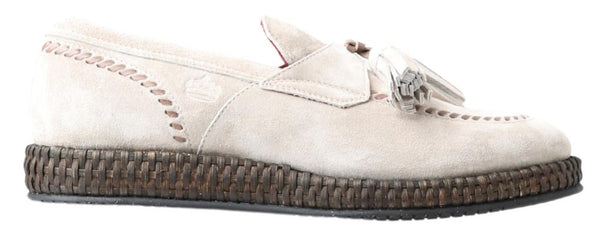 Dolce &amp; Gabbana Ivory Suede Leather Miesten Espadrille-kengät