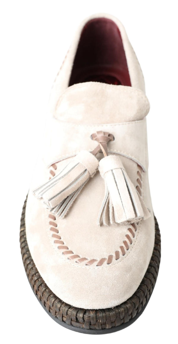 Dolce &amp; Gabbana Ivory Suede Leather Miesten Espadrille-kengät