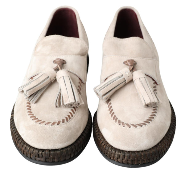 Dolce &amp; Gabbana Ivory Suede Leather Miesten Espadrille-kengät