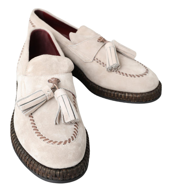 Dolce &amp; Gabbana Ivory Suede Leather Miesten Espadrille-kengät