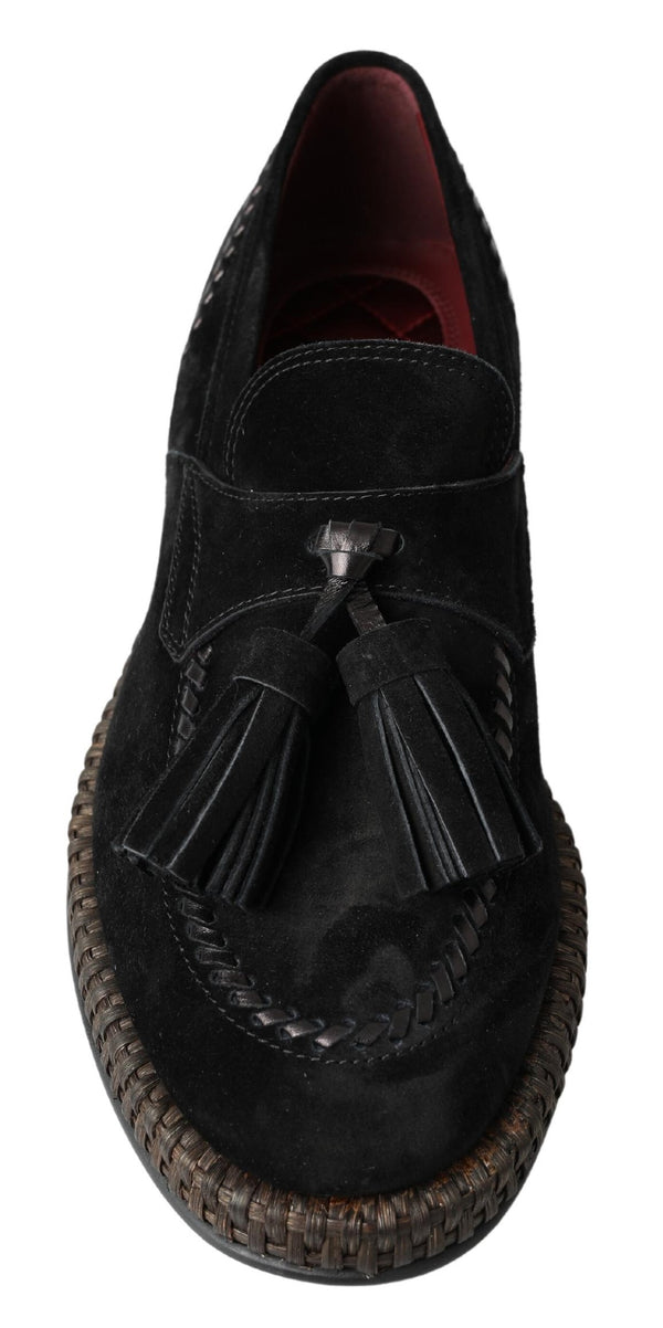 Dolce & Gabbana Chic Black Suede Espadrille Sneakers