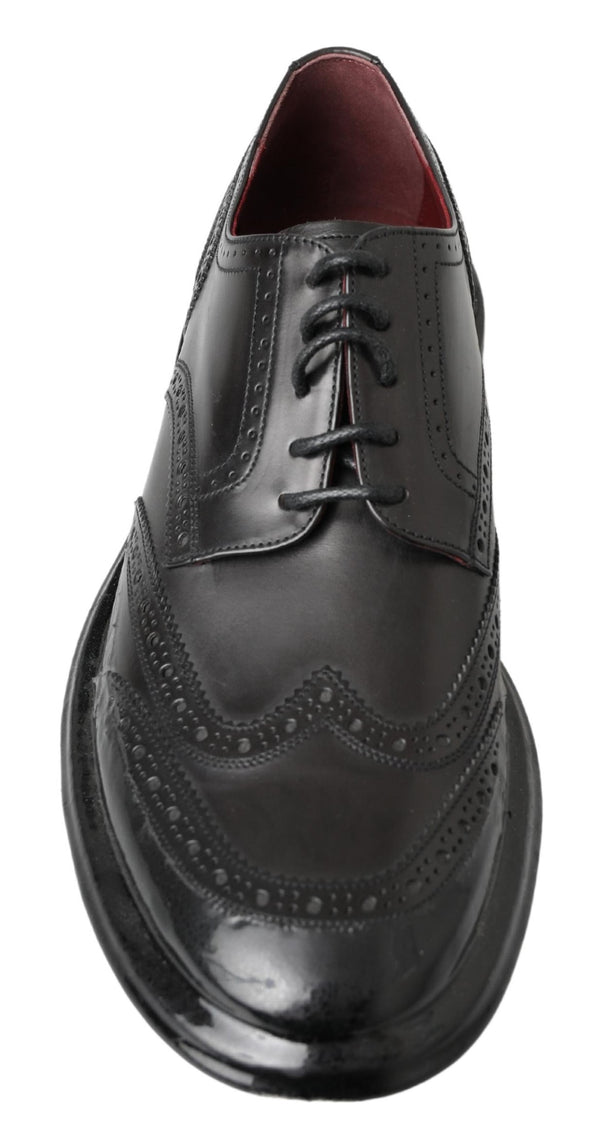 Dolce &amp; Gabbana mustat nahkaiset Oxford Wingtip -muodolliset derbykengät