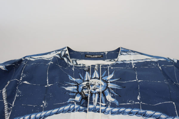 Dolce &amp; Gabbana Blue Majolica Cotton Cape Thobe