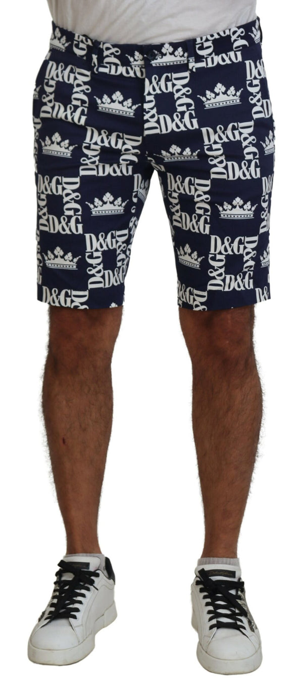 Dolce &amp; Gabbana Blue Logo Print Cotton Chinos -shortsit