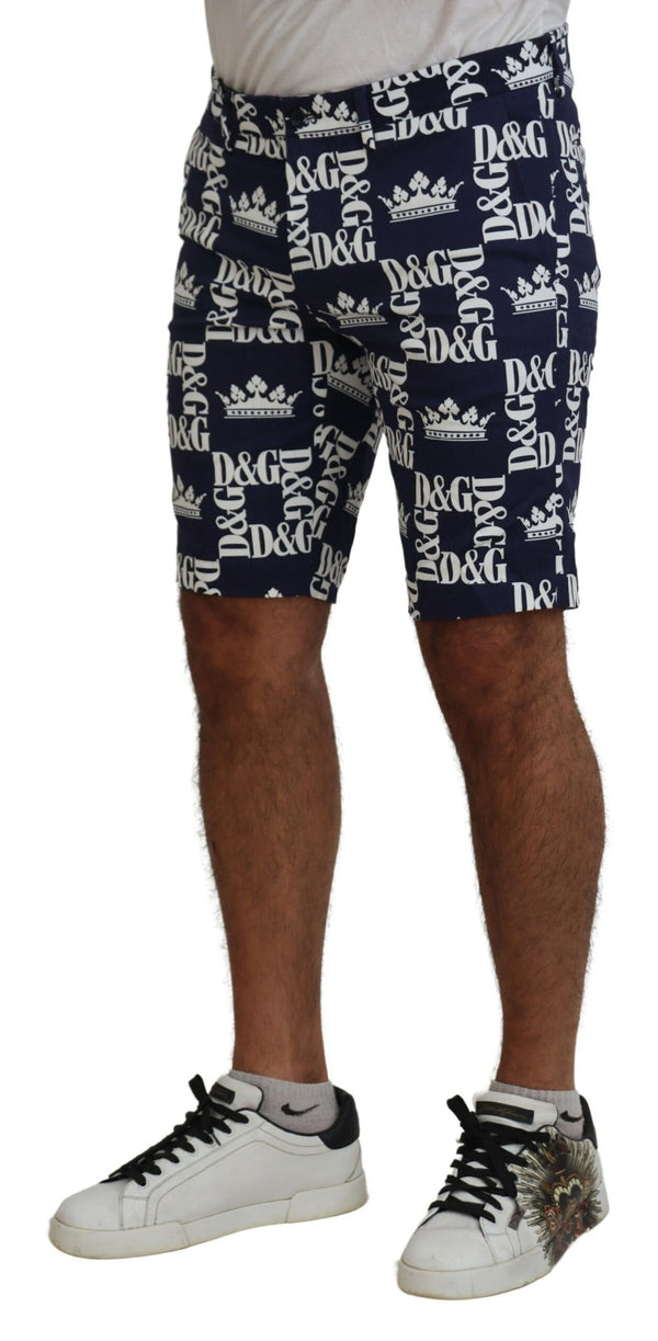 Dolce &amp; Gabbana Blue Logo Print Cotton Chinos -shortsit