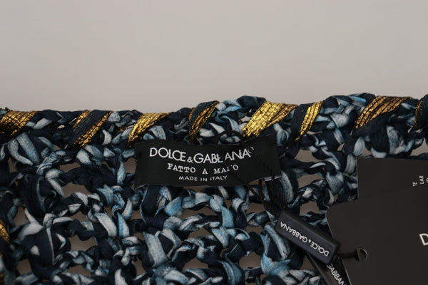 Dolce &amp; Gabbana Blue Button Cardigan Fatto Mano Sweater