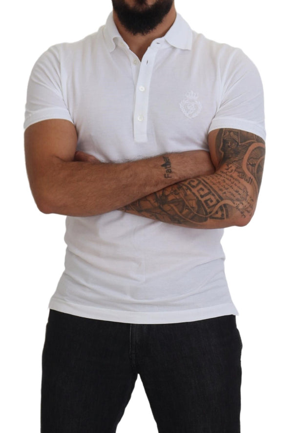 Dolce & Gabbana Elegant White Cotton Blend Polo