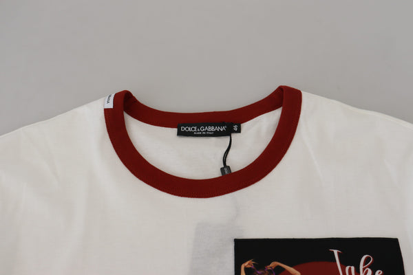 Dolce &amp; Gabbana Cotton White Logo Print Crewneck T-paita