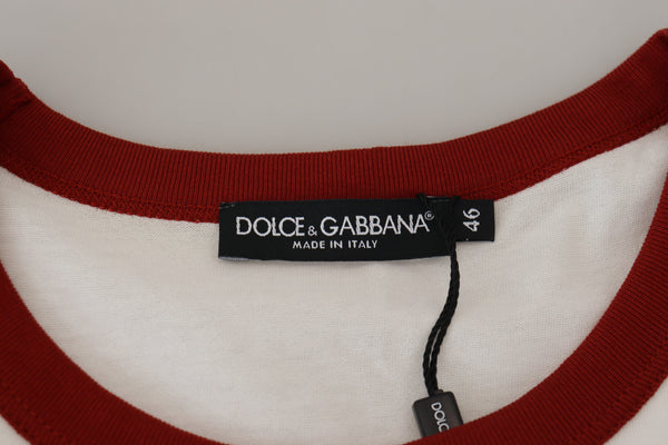 Dolce &amp; Gabbana Cotton White Logo Print Crewneck T-paita