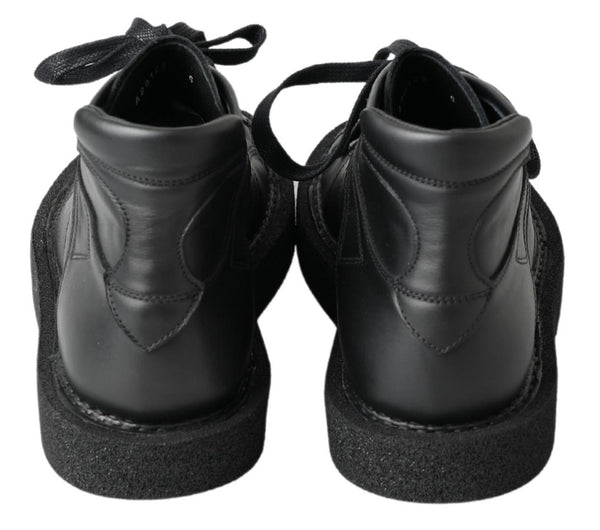 Dolce &amp; Gabbana Black Leather Slip on Stretch-saappaat