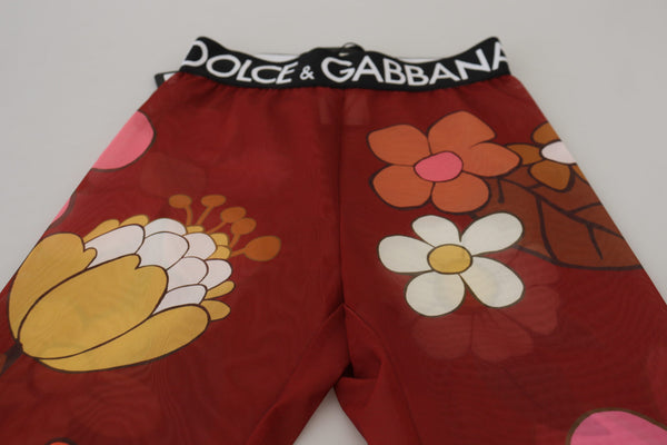 Dolce &amp; Gabbana punainen kukka leggingsit Stretch Waist Pants