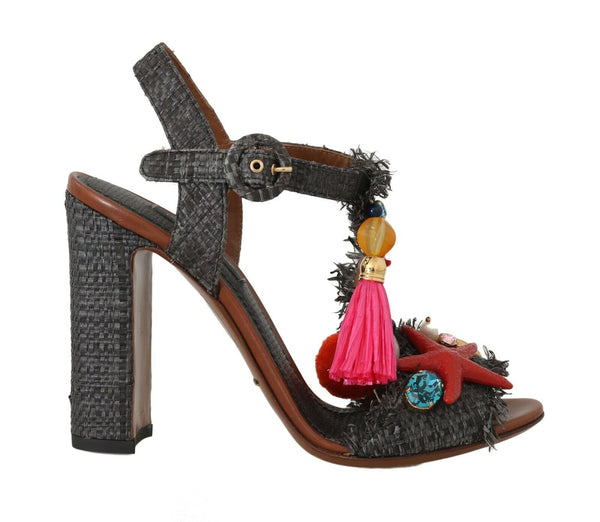 Dolce &amp; Gabbana Grey Straw MARINA Sea Star -sandaalit