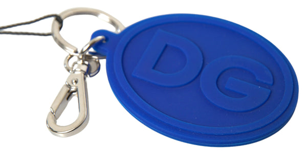 Dolce &amp; Gabbana Blue Rubber DG -logo hopea messinkimetallinen avaimenperä