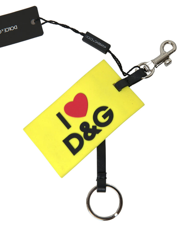 Dolce &amp; Gabbana keltainen silikoni DG Logo kultainen messinkiavaimenperä