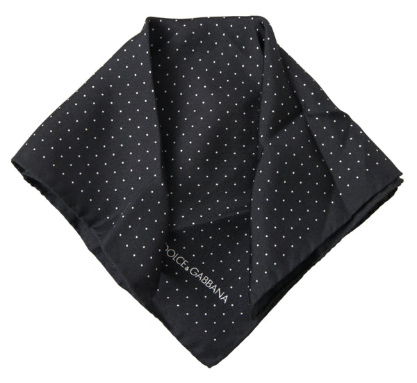 Dolce &amp; Gabbana Black Polka Dots Silk Square -nenäliinahuivi