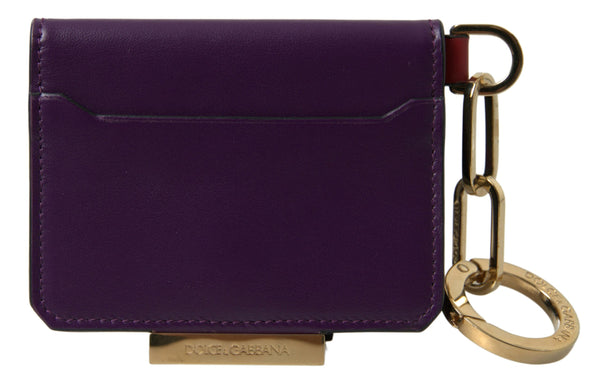 Dolce &amp; Gabbana Purple Calf Leather Bifold logokorttikotelon lompakko