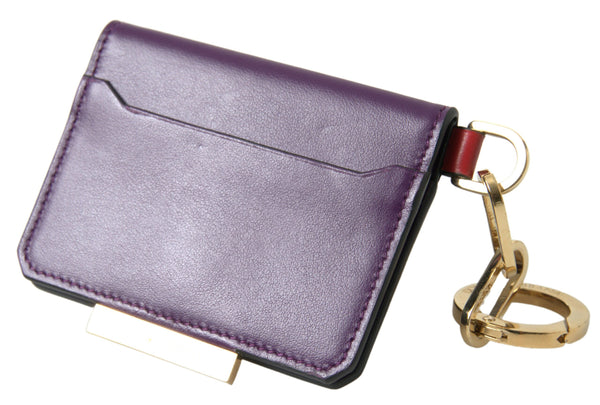 Dolce &amp; Gabbana Purple Calf Leather Bifold logokorttikotelon lompakko