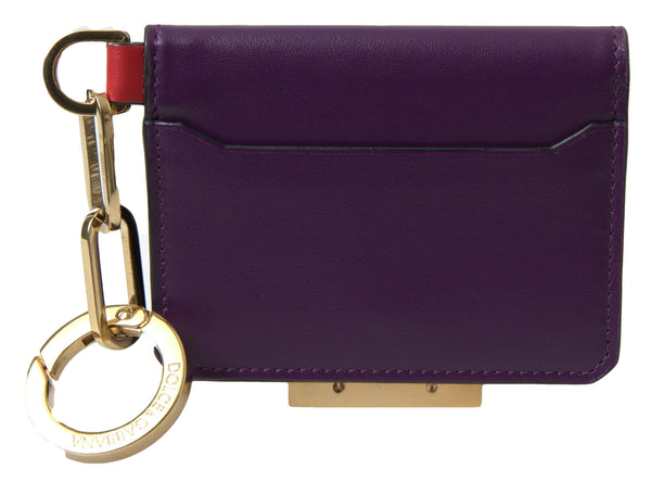 Dolce &amp; Gabbana Purple Calf Leather Bifold logokorttikotelon lompakko