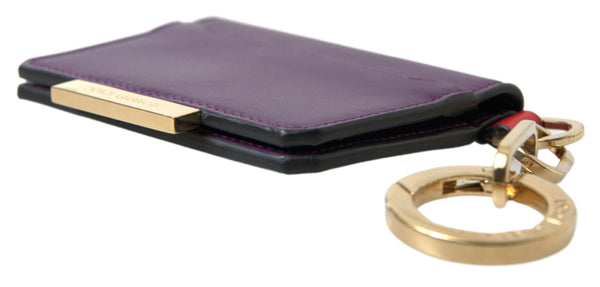 Dolce &amp; Gabbana Purple Calf Leather Bifold logokorttikotelon lompakko