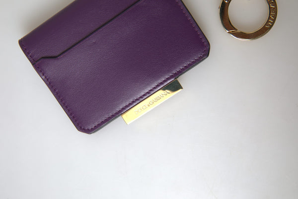 Dolce &amp; Gabbana Purple Calf Leather Bifold logokorttikotelon lompakko