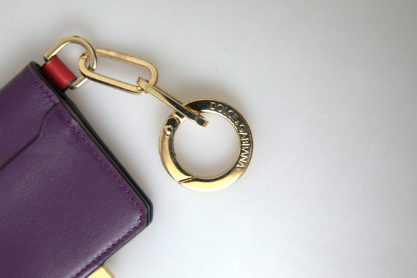 Dolce &amp; Gabbana Purple Calf Leather Bifold logokorttikotelon lompakko