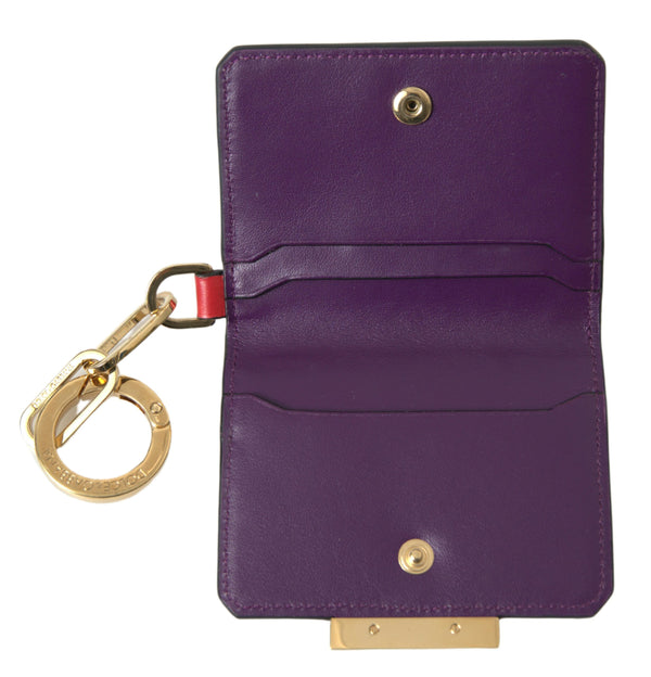 Dolce &amp; Gabbana Purple Calf Leather Bifold logokorttikotelon lompakko