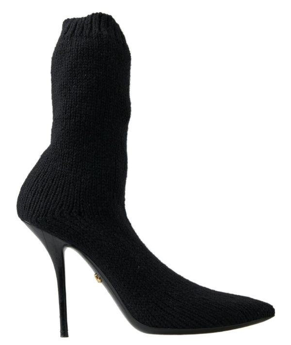 Dolce &amp; Gabbana mustat Stiletto Heel Mid Calf naisten saappaat