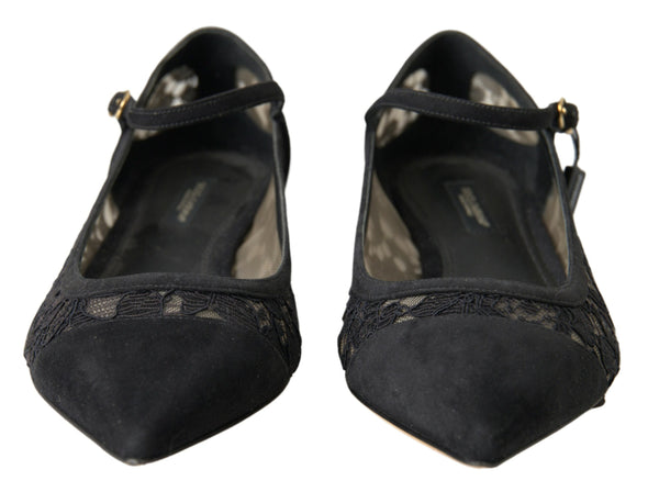 Dolce &amp; Gabbana Black Lace Loafers Ballerina Flats -kengät