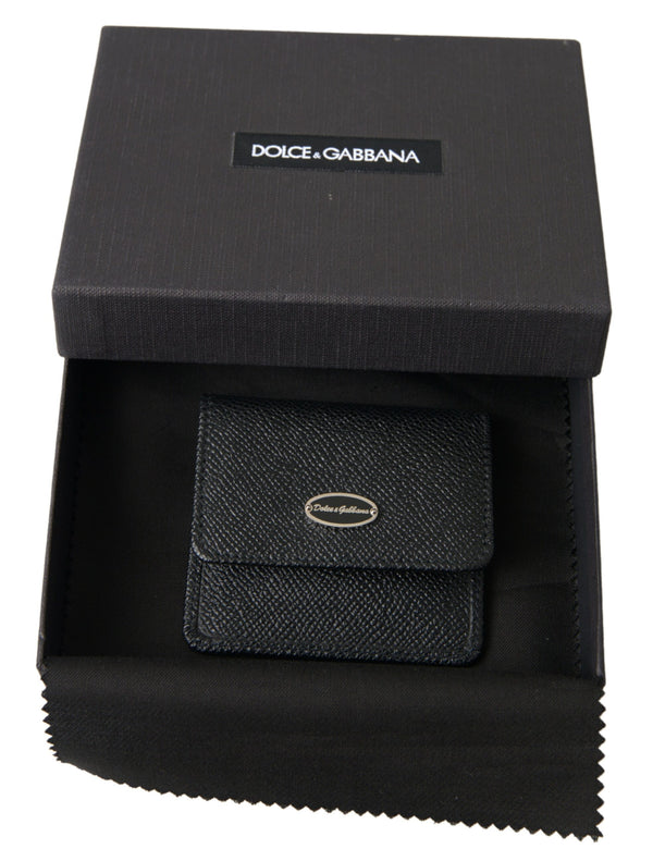 Dolce &amp; Gabbana Musta teksturoitu nahkainen Bifold Logo Kolikkolompakko