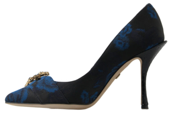 Dolce &amp; Gabbana Blue Floral Ayers Crystal Pumps -kengät