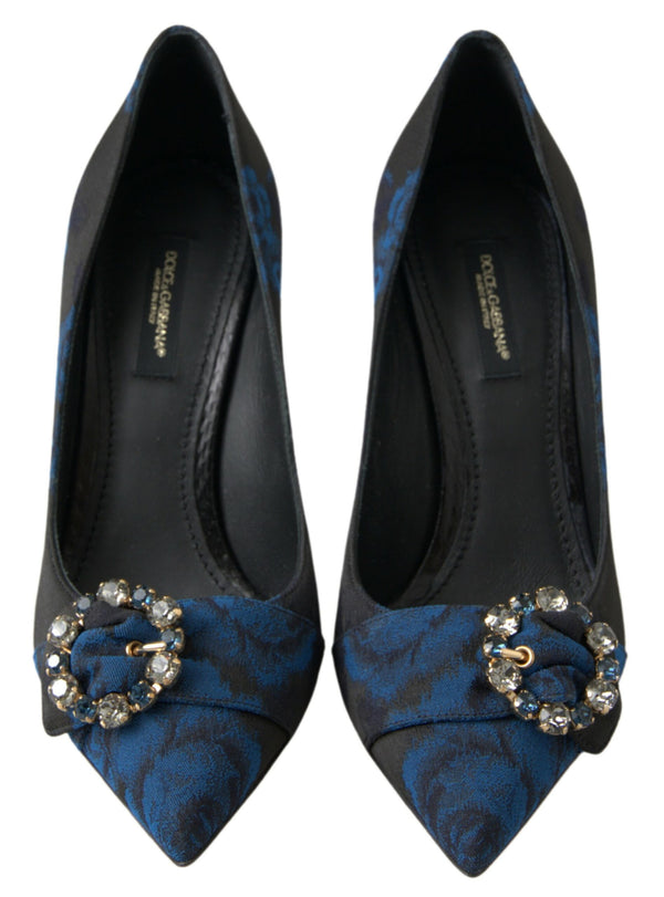 Dolce &amp; Gabbana Blue Floral Ayers Crystal Pumps -kengät