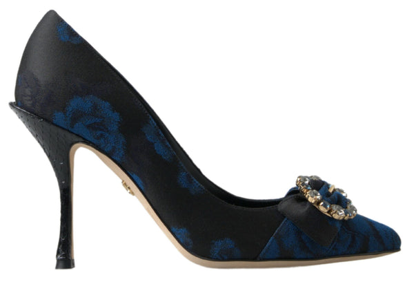 Dolce &amp; Gabbana Blue Floral Ayers Crystal Pumps -kengät