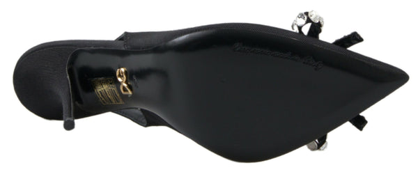 Dolce &amp; Gabbana Black Crystal -koristeiset Slingback-korkokengät