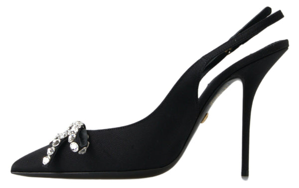 Dolce &amp; Gabbana Black Crystal -koristeiset Slingback-korkokengät