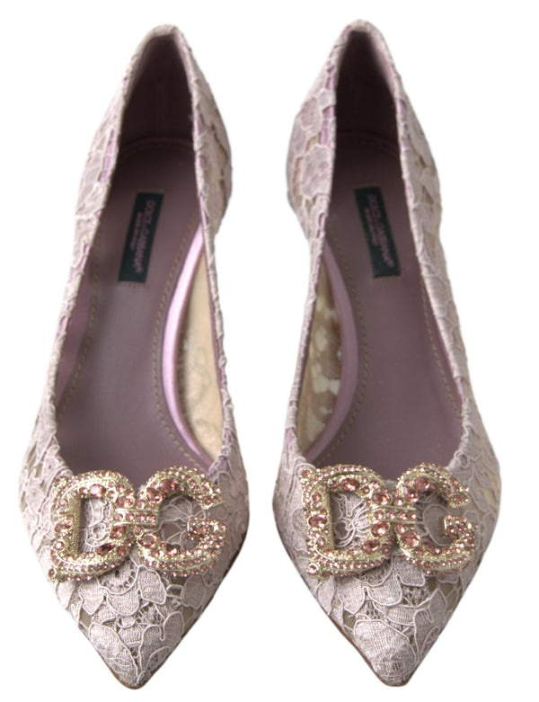 Dolce &amp; Gabbana vaaleanpunaiset kukkapitsi DG Crystal Pumps -kengät