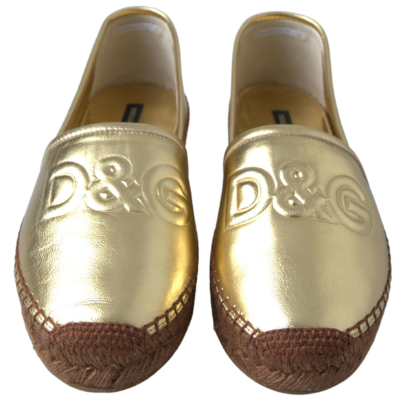 Dolce &amp; Gabbana Gold Nahka D&amp;G Loafers Flats Espadrille-kengät