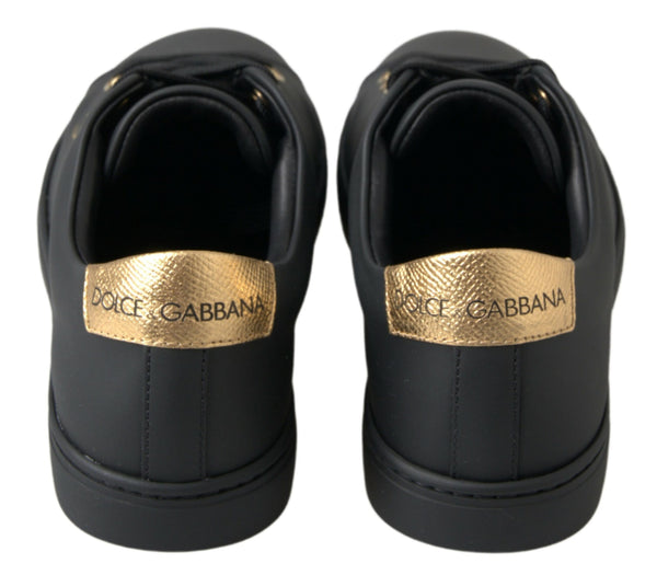 Dolce &amp; Gabbana Black Gold -nahkaiset klassiset tennarit