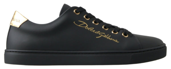 Dolce &amp; Gabbana Black Gold -nahkaiset klassiset tennarit