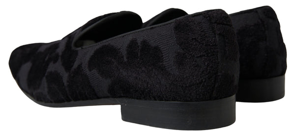 Dolce &amp; Gabbana Black Brocade Loafers juhlakengät