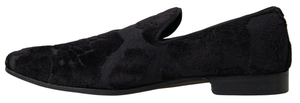 Dolce &amp; Gabbana Black Brocade Loafers juhlakengät