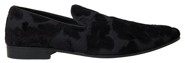 Dolce &amp; Gabbana Black Brocade Loafers juhlakengät