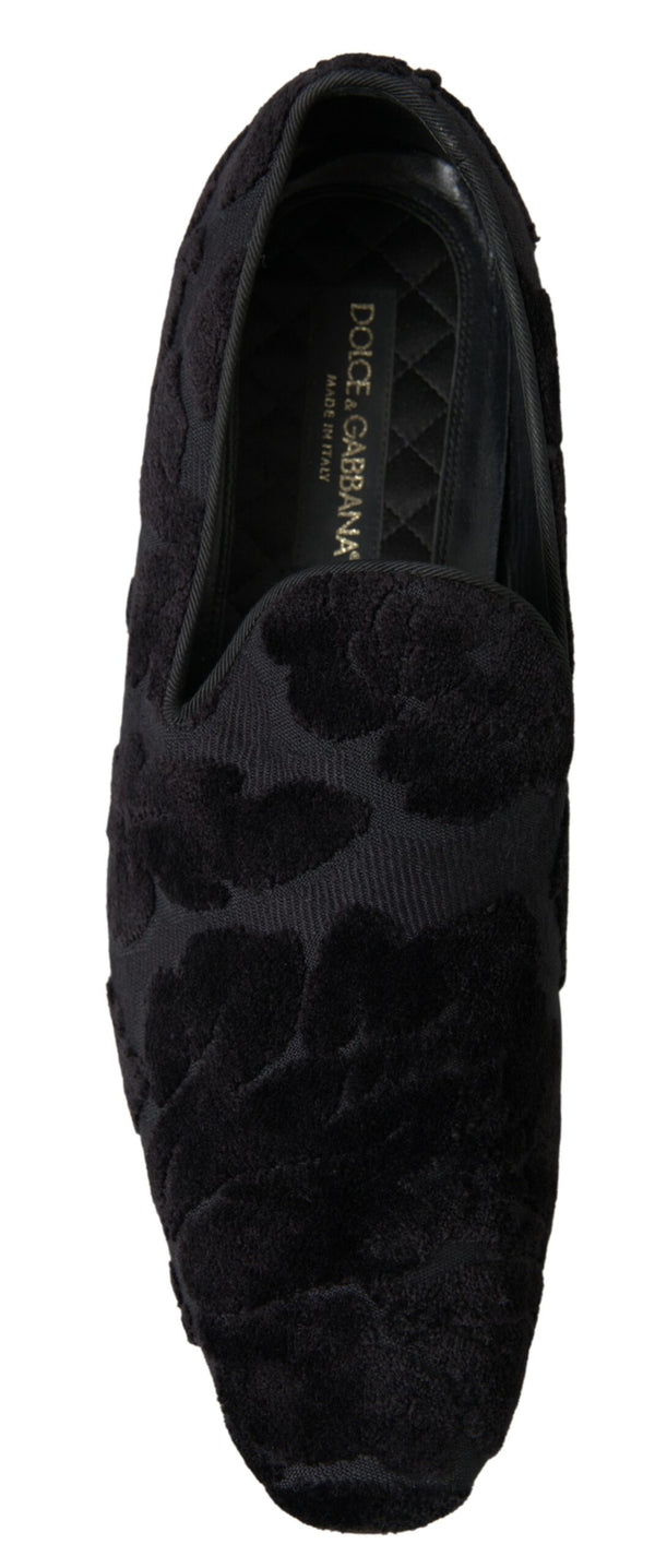 Dolce &amp; Gabbana Black Brocade Loafers juhlakengät