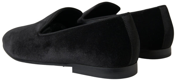 Dolce &amp; Gabbana Black Velvet Loafers juhlakengät