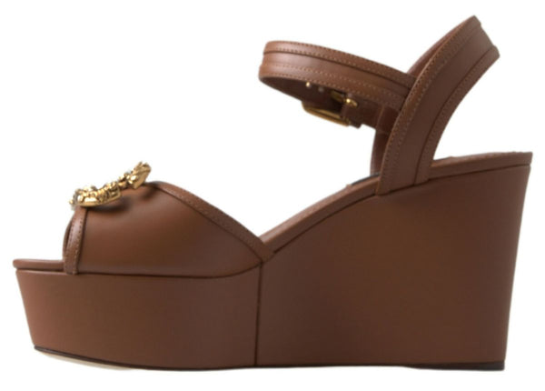 Dolce &amp; Gabbana Ruskea Nahka AMORE Wedges Sandaalit Kengät