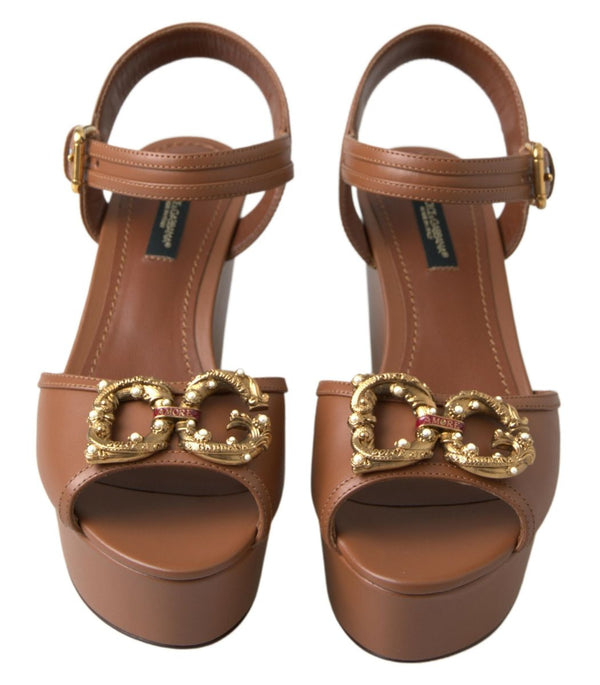 Dolce &amp; Gabbana Ruskea Nahka AMORE Wedges Sandaalit Kengät