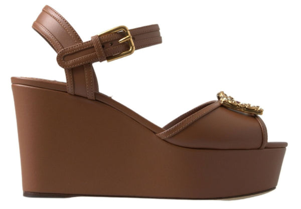 Dolce &amp; Gabbana Ruskea Nahka AMORE Wedges Sandaalit Kengät