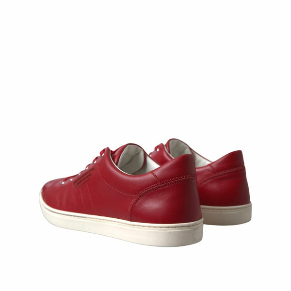 Dolce & Gabbana Elegant Red Leather Low Top Sneakers